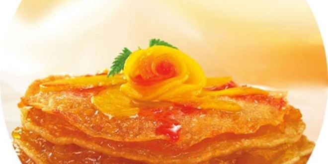 Рецепт шарлотки с персиками из блинчиков