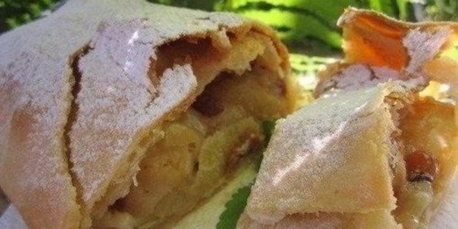 Рецепт домашнего яблочного штруделя с изюмом и корицей