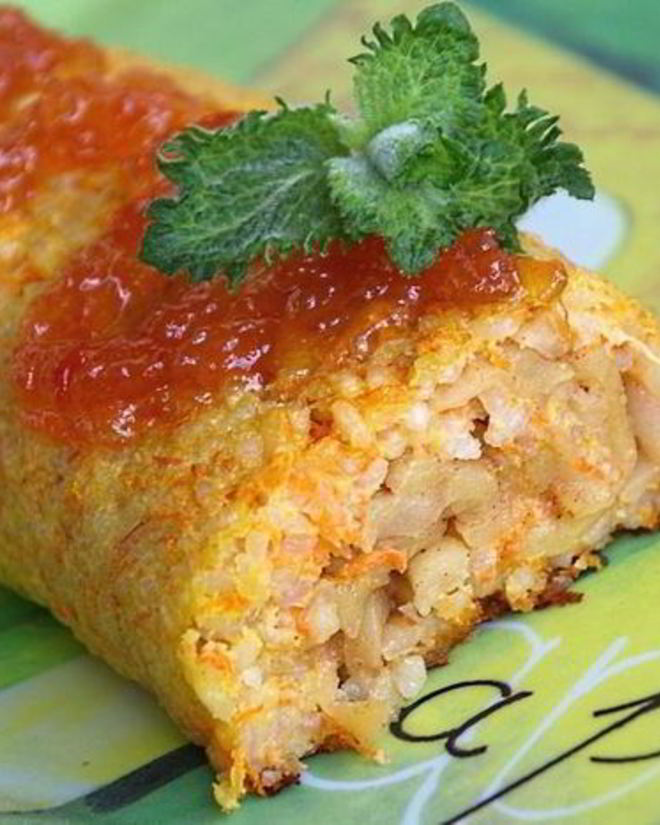 Рецепт рисового штруделя с томатно-яблочным джемом