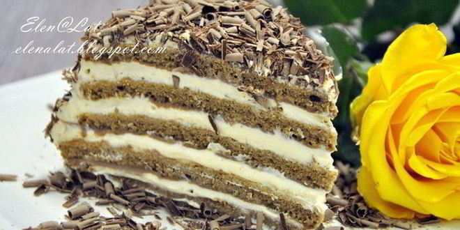 Рецепт Шоколадна-сливочного торт с карамельным кремом