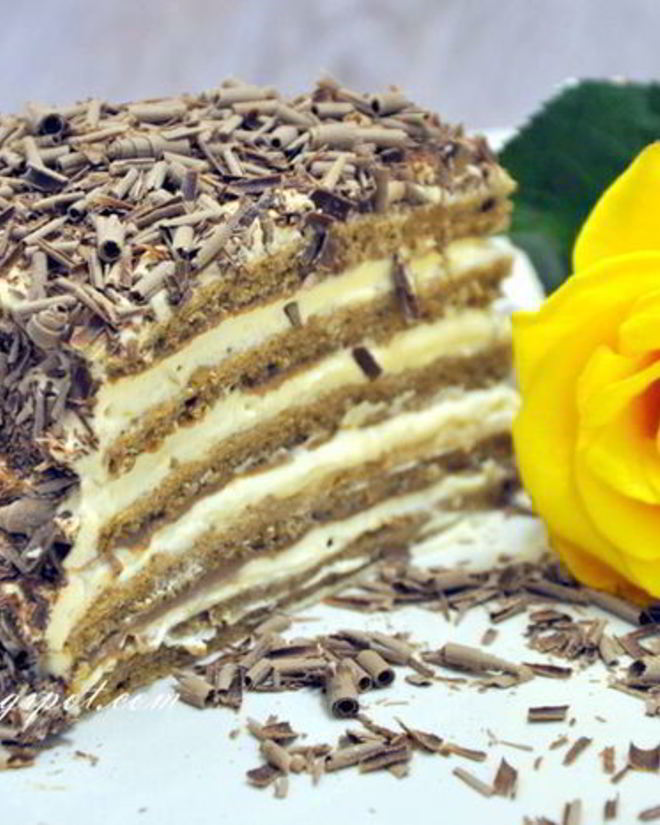 Рецепт шоколадна-сливочного торт с карамельным кремом