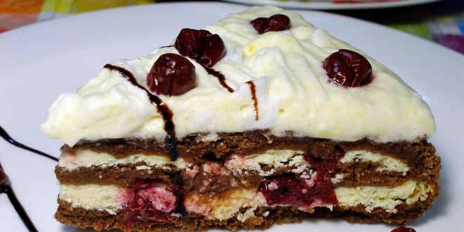 Рецепт творожного торта с вишней