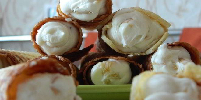 Рецепт Хрустящих вафель с маскарпоне и фруктами