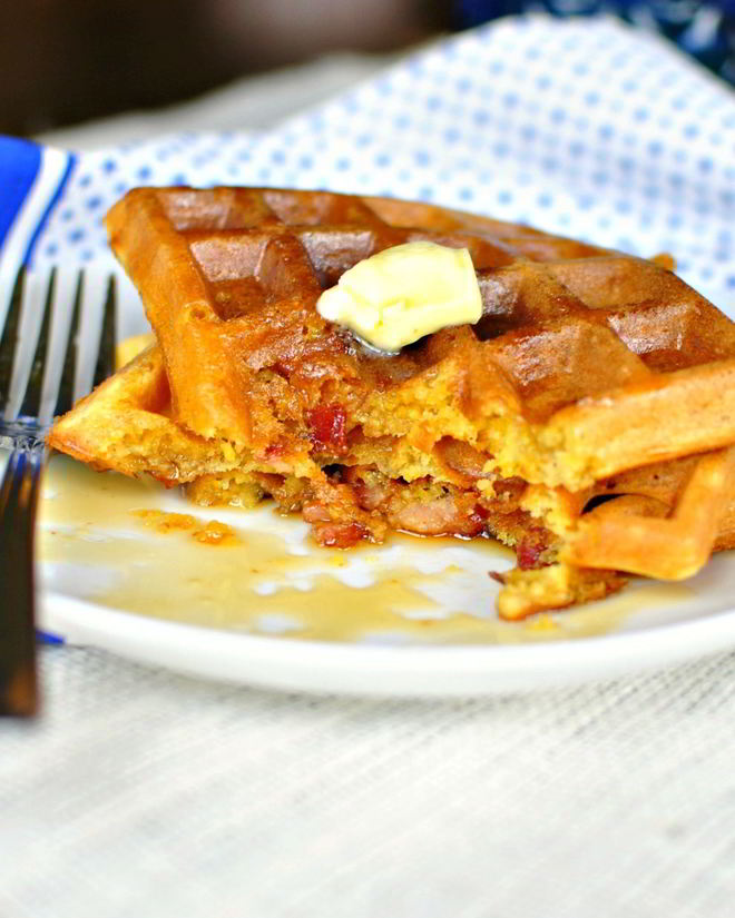 Рецепт вафель с беконом