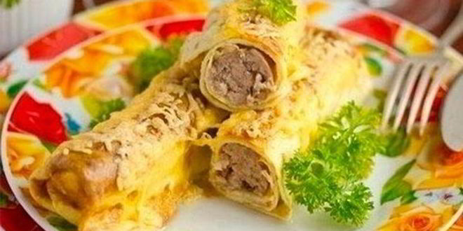 Рецепт яичных конвертиков с мясной начинкой