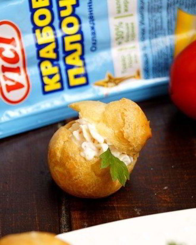 Рецепт эклеров с крабовой начинкой