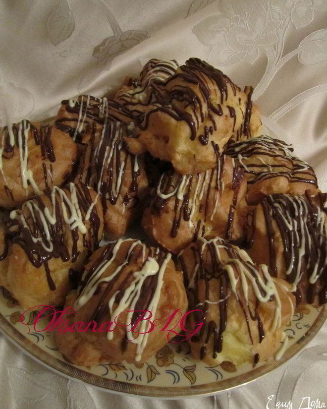 Рецепт заварного пирожного с заварным кремом на белом шоколаде