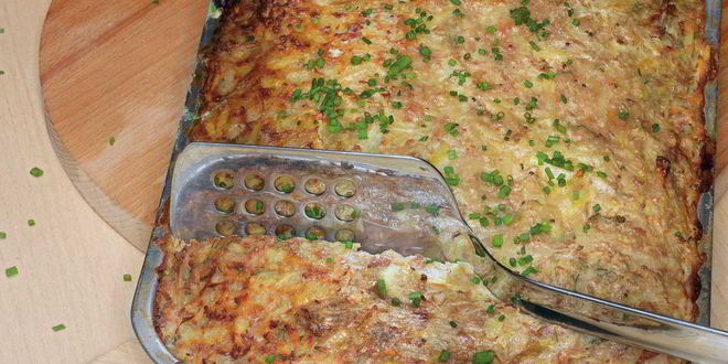 Рецепт картофельной запеканки с говядиной и анчоусами