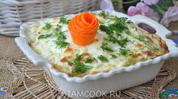 Рецепт Картофельной запеканки с кабачком и сосисками