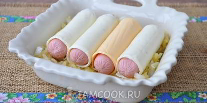 Шаг 5: картофельной запеканки с кабачком и сосисками