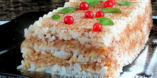 Рецепт рисовой запеканки с яблоками и корицей