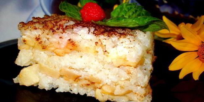 Рецепт рисовой запеканки с яблоками