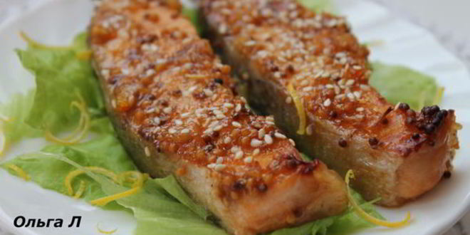 Рецепт семги в апельсиново-лимонном джеме