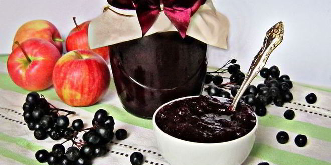 Рецепт Яблочного джема с черноплодной рябиной