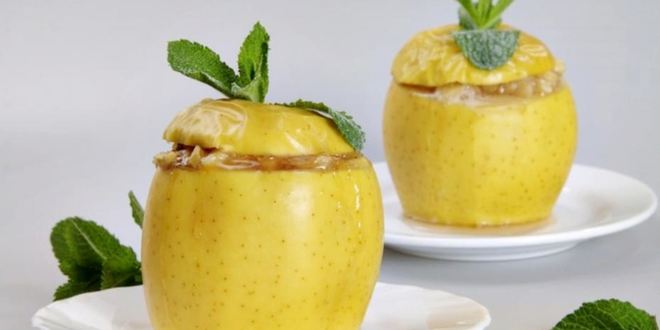 Рецепт Запеченных яблок с бананом и абрикосовым джемом