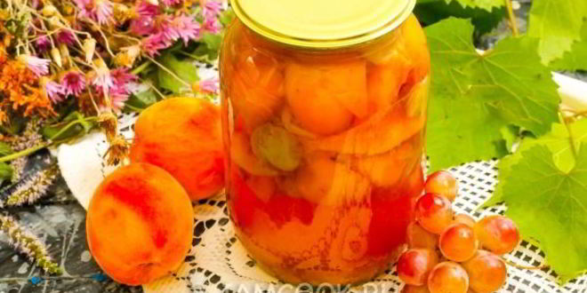 Рецепт компота из персиков и винограда на зиму