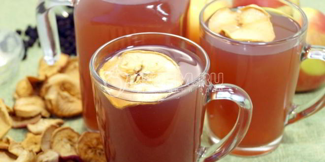 Рецепт компота из сушеных яблок с ягодами