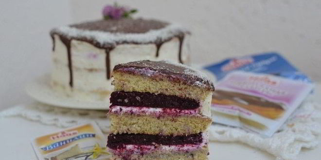 Рецепт ванильного торта с ягодным компоте