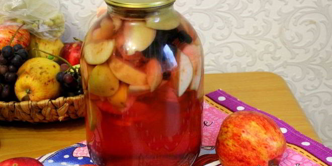 Рецепт Яблочного компота с черноплодкой на зиму