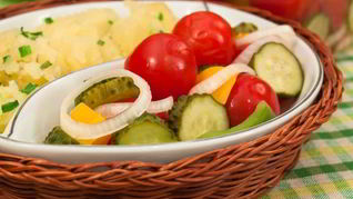 Рецепт Черри, огурцы, болгарский перец маринованные по-быстрому