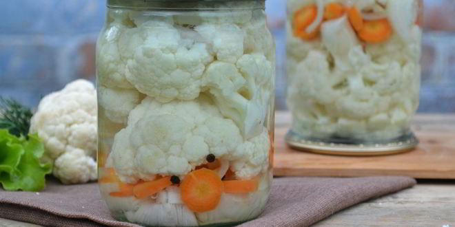Рецепт маринованной цветной капусты с овощами