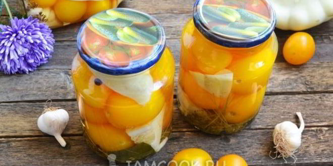 Рецепт помидоров, маринованных с патиссонами