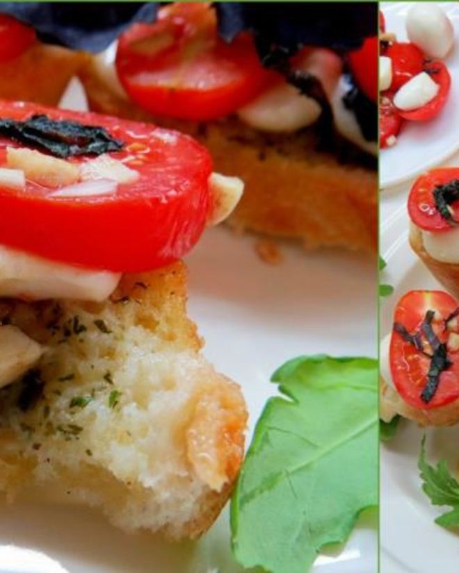 Рецепт брускетты с помидорами, сыром и базиликом