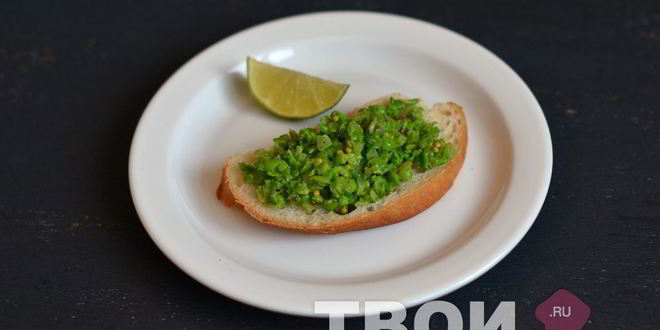 Рецепт брускетты с зеленым горошком