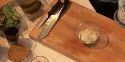 Шаг 1: бургера с говяжьей грудинкой и овощами фри