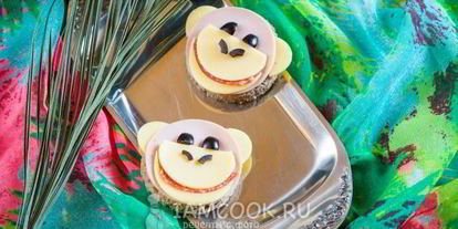 Шаг 10: бутерброда обезьяна с сыром и колбасой