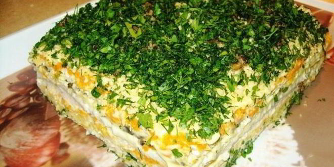 Рецепт бутербродного торта с сельдью