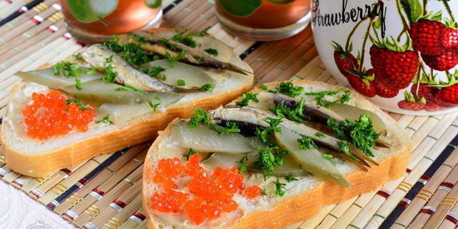 Рецепт бутербродов со шпротами и икрой
