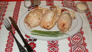 Рецепт Фаршированных кальмаров с рисом и яйцом