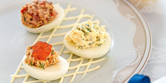 Рецепт фаршированных яиц с тремя начинками