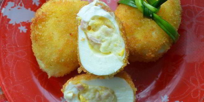 Рецепт фаршированных яиц в сухарях