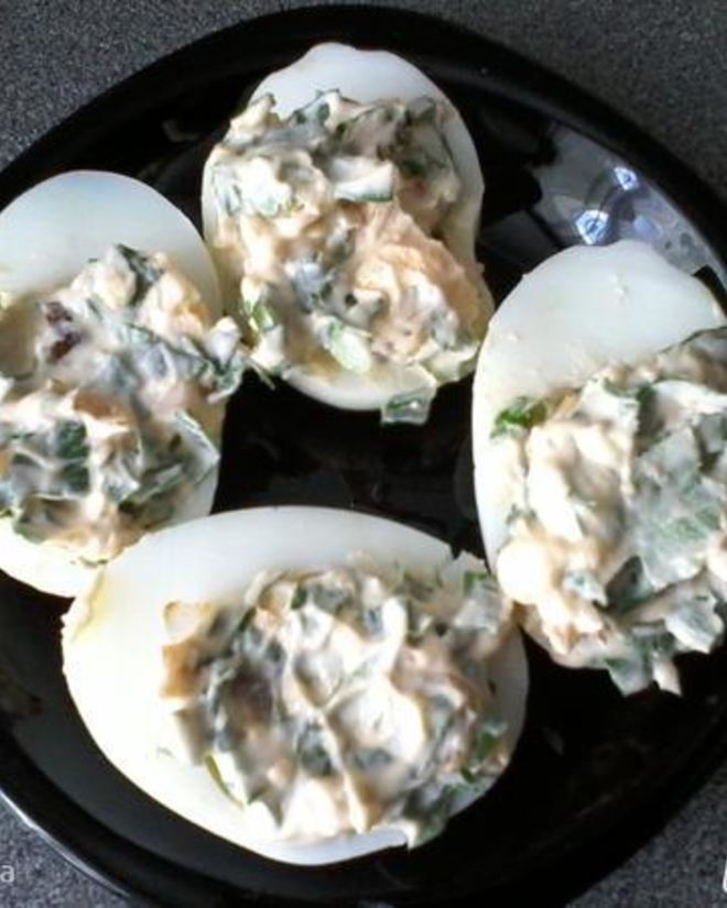 Рецепт фаршированных яиц завтрак на траве