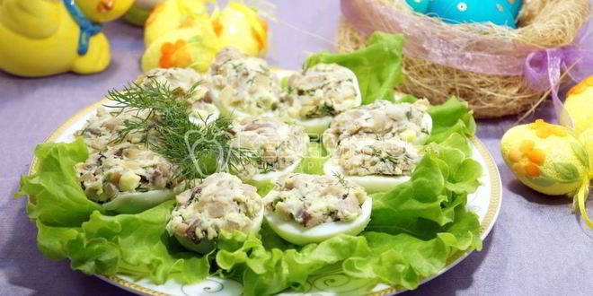 Рецепт яиц фаршированных грибами