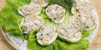 Шаг 6: яиц фаршированных грибами