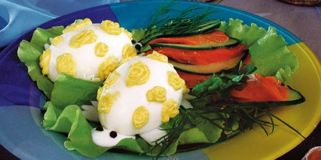 Рецепт яиц, фаршированных копченым лососем