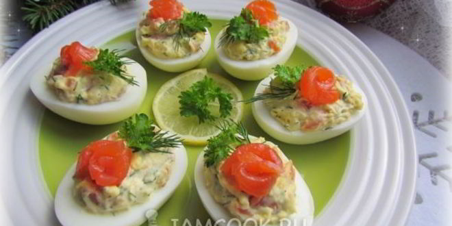 Рецепт яиц, фаршированных красной рыбой