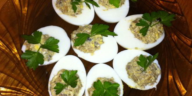 Рецепт Яиц фаршированных куриной печенью