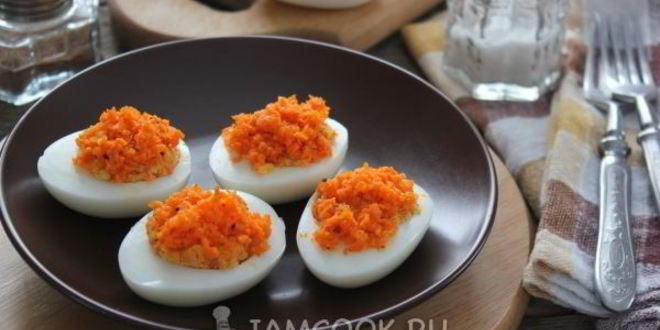 Рецепт яиц, фаршированных морковью