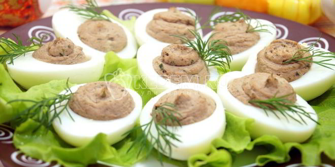 Рецепт яиц фаршированных печенью