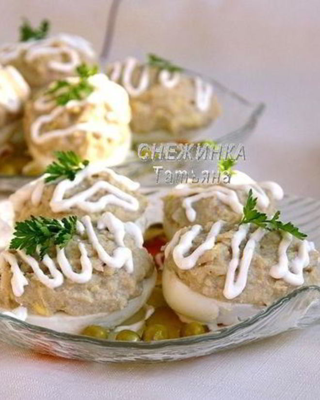 Рецепт яиц, фаршированных рубленой сельдью