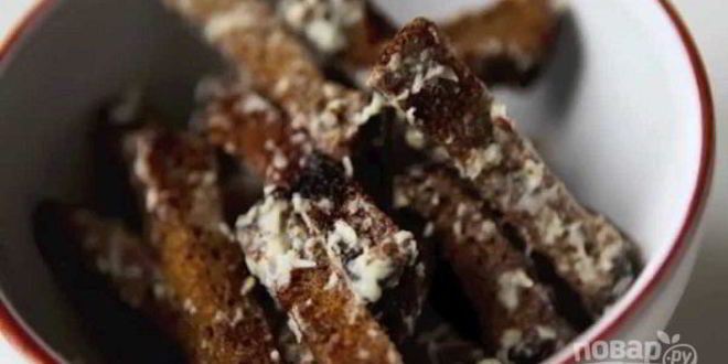 Рецепт Гренков из черного хлеба с сыром на сковороде