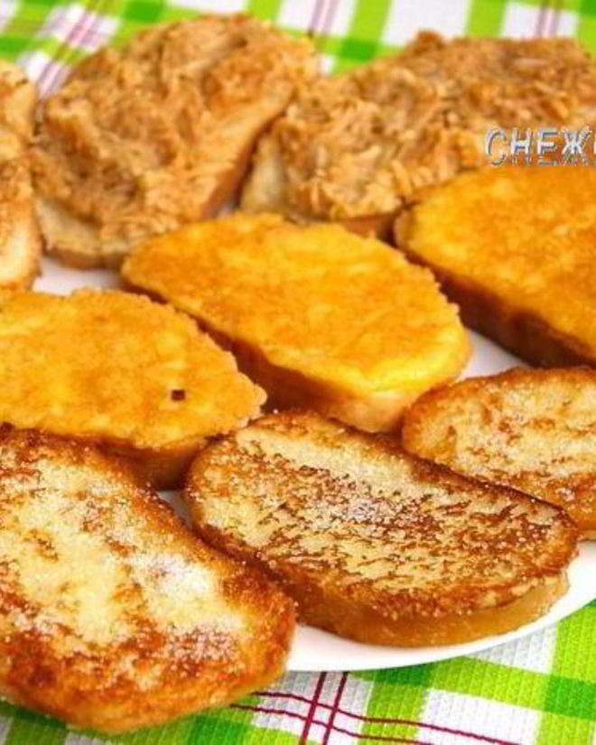 Рецепт гренков сахарных, сырных и запеченные с яблоками