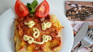 Рецепт Яично-беконовых гренки на завтрак