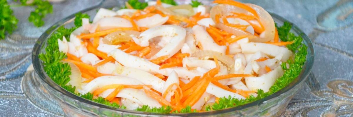 Рецепт Кальмаров по-корейски с морковью маринованные