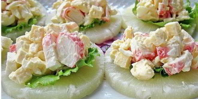 Рецепт канапе с крабовыми палочками