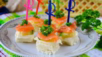Рецепт Канапе с семгой и огурцом